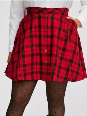 Torrid Skater Button-Front Mini Skirt in plaid